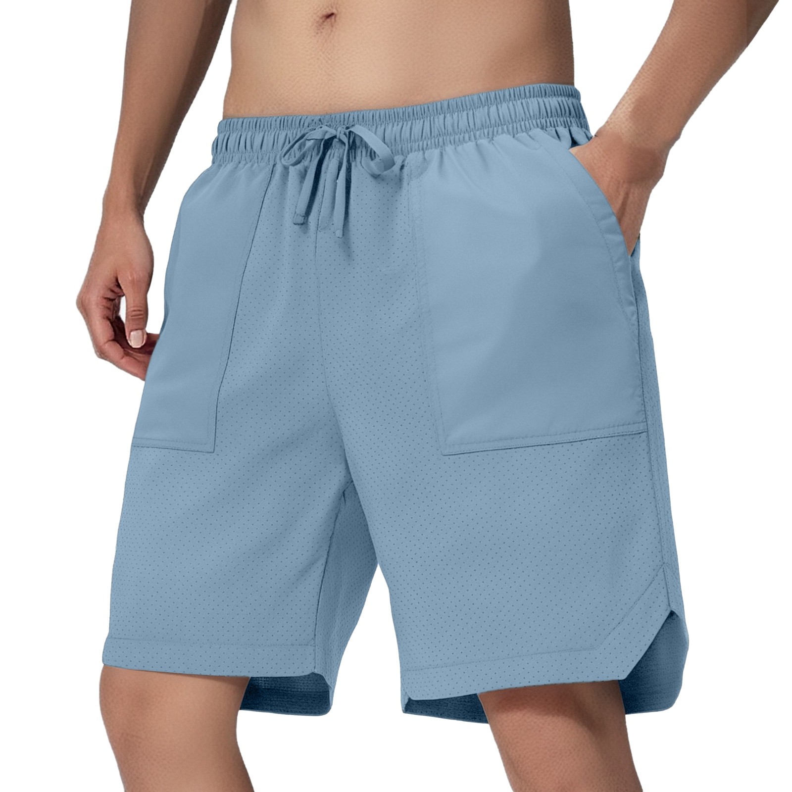 thumbnail image 2 of Pantalones cortos informales de verano para hombre: corte holgado, color liso, para la playa, el deporte y el día a día, fáciles de lavar y con un estilo versátil., 2 of 4